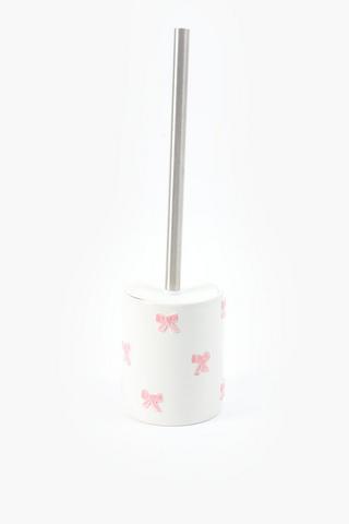 Embossed Ceramic Bow Toilet Brush Set
