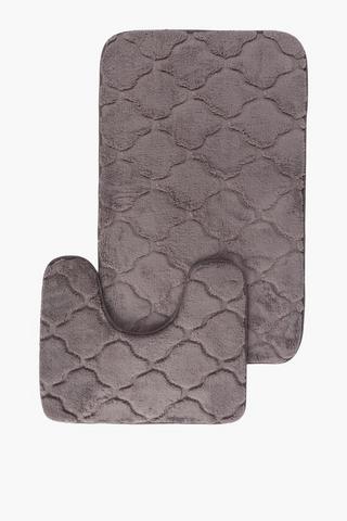 2 Piece Damask Foam Bath Mat Set