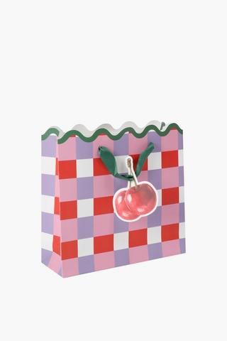 Colour Block Check Gift Bag Small