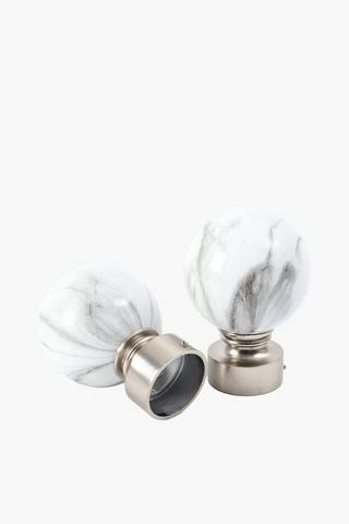 2 Pack Marble Finial Brushed Silver, 35mm