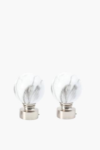 2 Pack Marble Finial Brushed Silver, 35mm