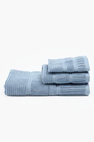3 Pack Cotton Jacquard Textured Stripe Towel Set