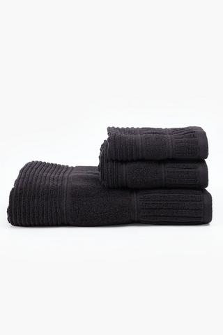 3 Pack Cotton Jacquard Textured Stripe Towel Set