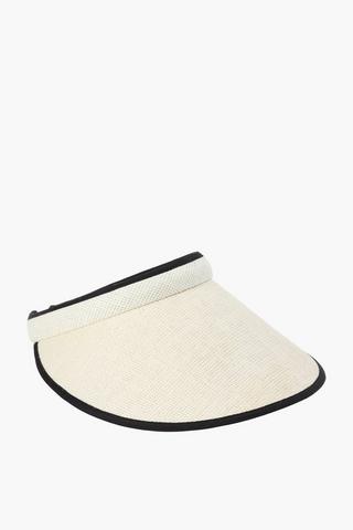 Visor Straw Papyrus Cap With Trim Detail