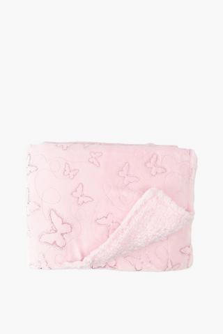 Foiled Butterfly Sherpa Blanket, 70x100cm