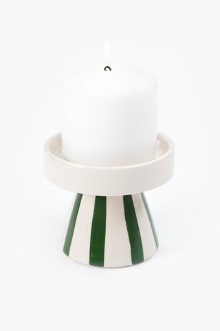 Striped Pillar Candle Holder, 8.5x10cm