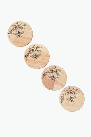 4 Pack Bee Script Coasters