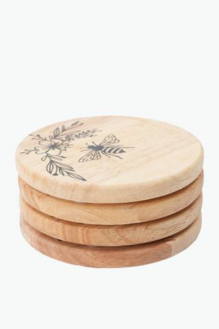 4 Pack Bee Script Coasters