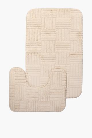2 Piece Stripe Foam Bath Mat Set