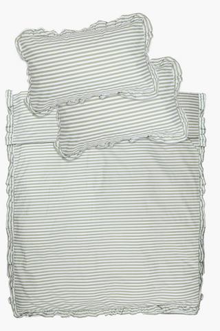 Polycotton Stripe Frill Duvet Cover Set