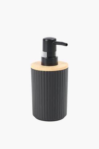 Plastic And Bamboo Ribbed Soap Dispenser