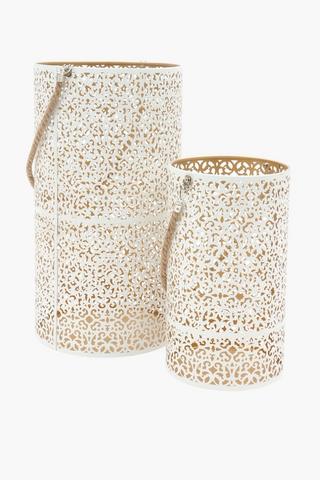 Punched Metal Lantern, 15x27.5cm