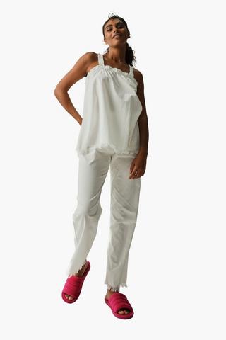 100% Cotton Fringe Top And Pant Set Large