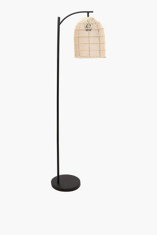 Metal And Rattan Standing Lampset, E27