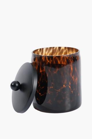 Glass Leopard Print Cotton Bud Holder