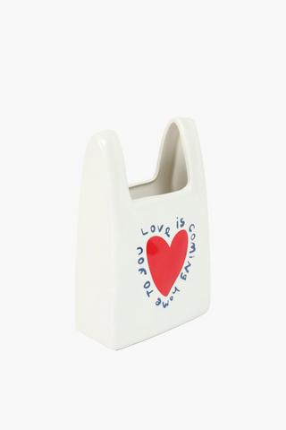Handbag Heart Ceramic Vase, 16x25cm