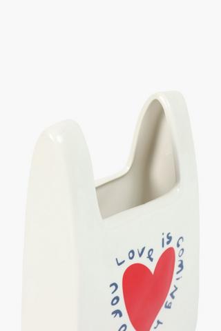 Handbag Heart Ceramic Vase, 16x25cm