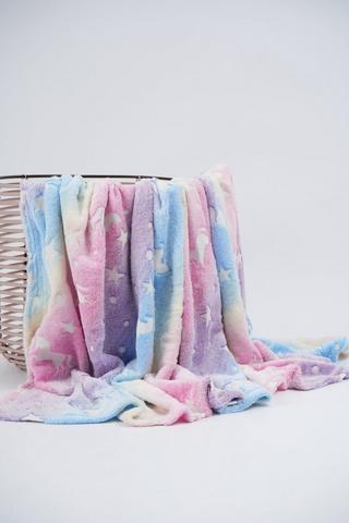 Glow Rainbow Unicorn Blanket, 150x180cm