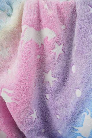 Glow Rainbow Unicorn Blanket, 150x180cm
