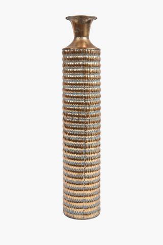 Metal Ribbed Bottle Vase, 97cm