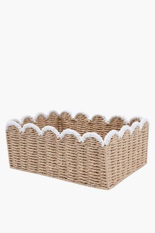 Paper Weave Scalloped Basket Large, 25x35cm