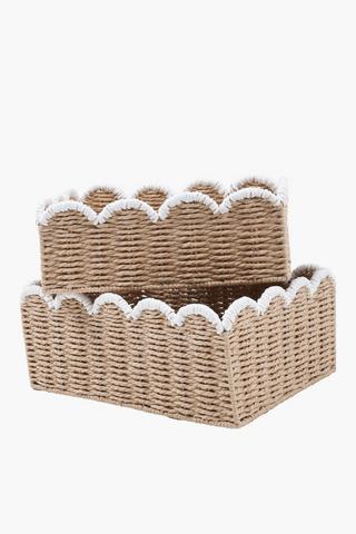Paper Weave Scalloped Basket Large, 25x35cm