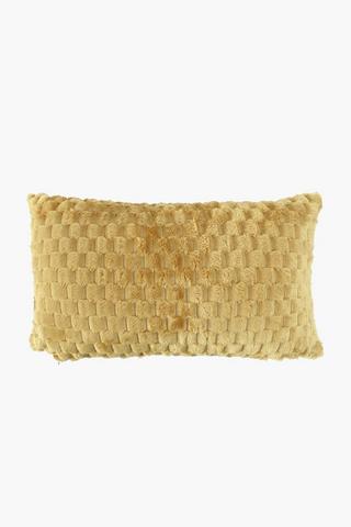 Block Coral Fleece Scatter Cushion, 30x50cm