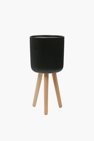Eden Ribbed Standing Planter, 22x25cm