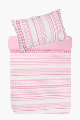 Soft Touch Tufted Pom Pom Stripe Duvet Cover Set