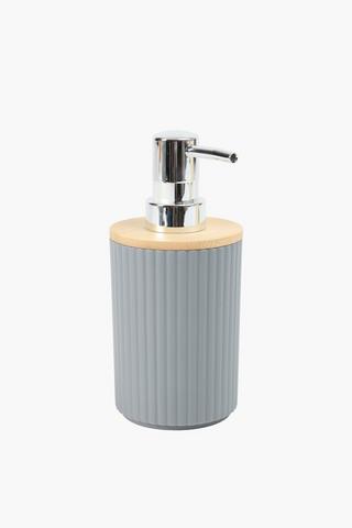 Plastic And Bamboo Ribbed Soap Dispenser