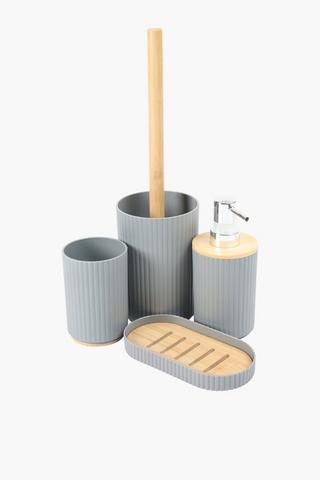 Plastic And Bamboo Ribbed Soap Dispenser
