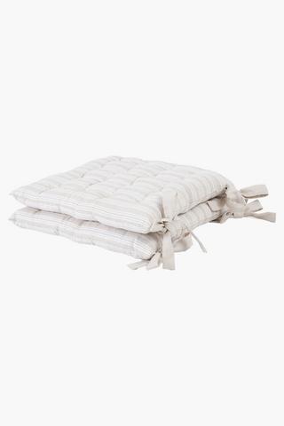 2 Pack Mayon Stripe Cotton Chairpad, 40x40cm