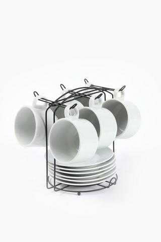 12 Piece Porcelain Tea Set On Stand
