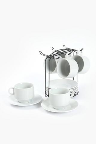 12 Piece Porcelain Tea Set On Stand