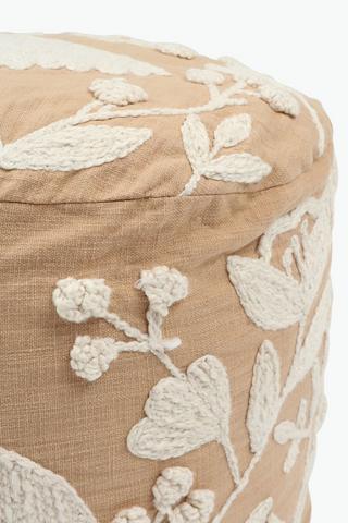 Textured Floral Pouffe, 30x50cm