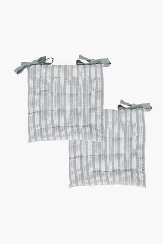 2 Pack Cabana Stripe Cotton Chairpad, 40x40cm