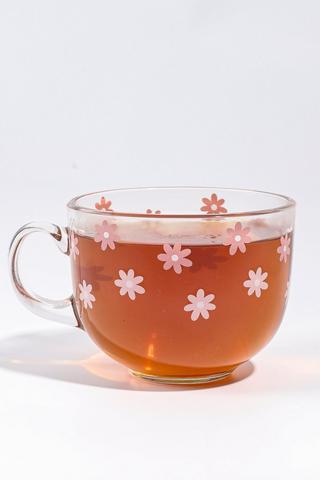 Floral Glass Mug, 400ml