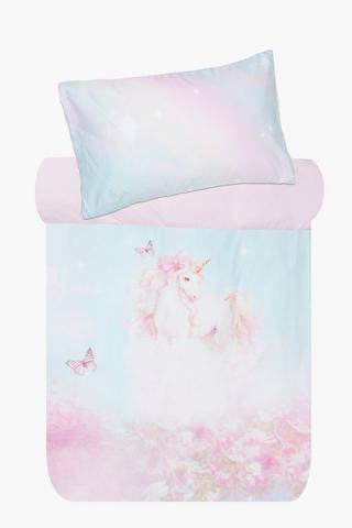 Soft Touch Glitter Unicorn Duvet Cover Set