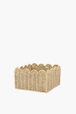 Paper Straw Scallop Utility Basket, Small