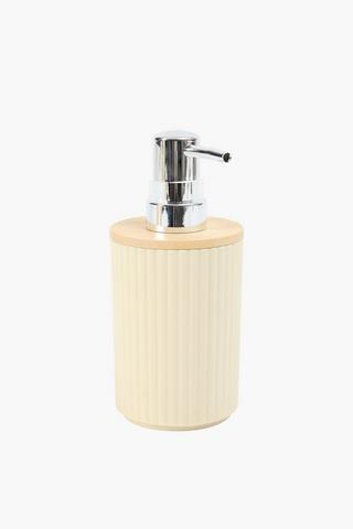 Plastic And Bamboo Ribbed Soap Dispenser
