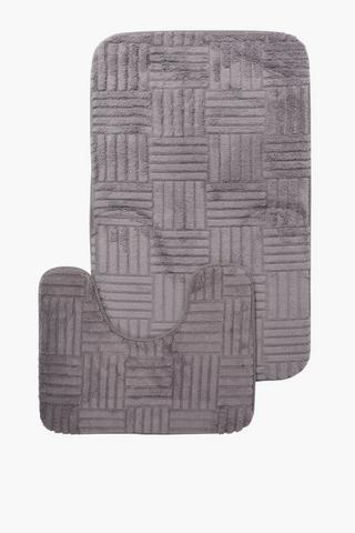 2 Piece Stripe Foam Bath Mat Set