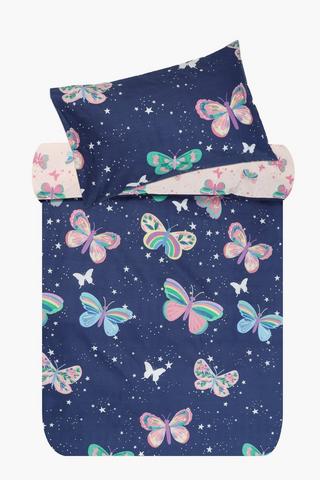 Soft Touch Neblina Butterfly Glow In The Dark Reversible Duvet Cover Set