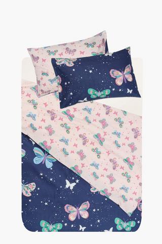 Soft Touch Neblina Butterfly Glow In The Dark Reversible Duvet Cover Set