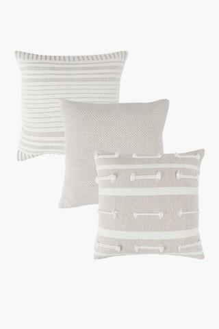 3 Pack Textured Thorpe Scatter Covers Only, 45x45cm