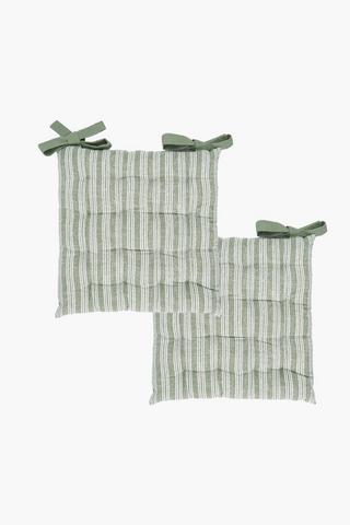 2 Pack Mayon Stripe Cotton Chairpad, 40x40cm