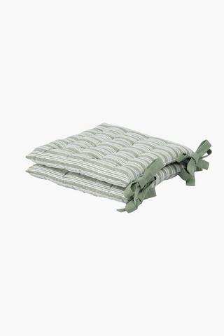 2 Pack Mayon Stripe Cotton Chairpad, 40x40cm