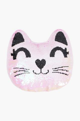 Shaped Cat Sequins Cushion