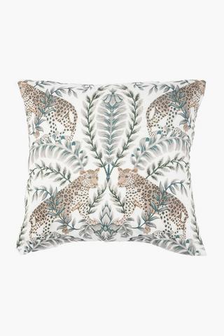 Printed Embroidered Ash Leo Scatter Cushion, 50x50cm