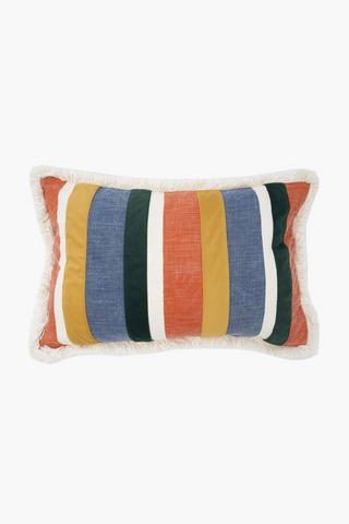 Slub Fringe Stripe Scatter Cushion, 40x60cm