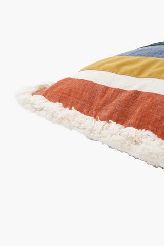 Slub Fringe Stripe Scatter Cushion, 40x60cm